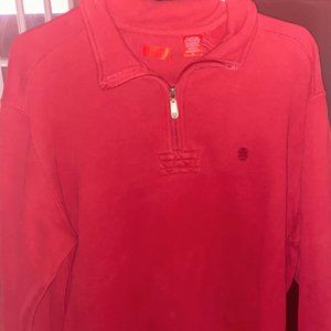 Medium red zip IZOD pullover / sweater.